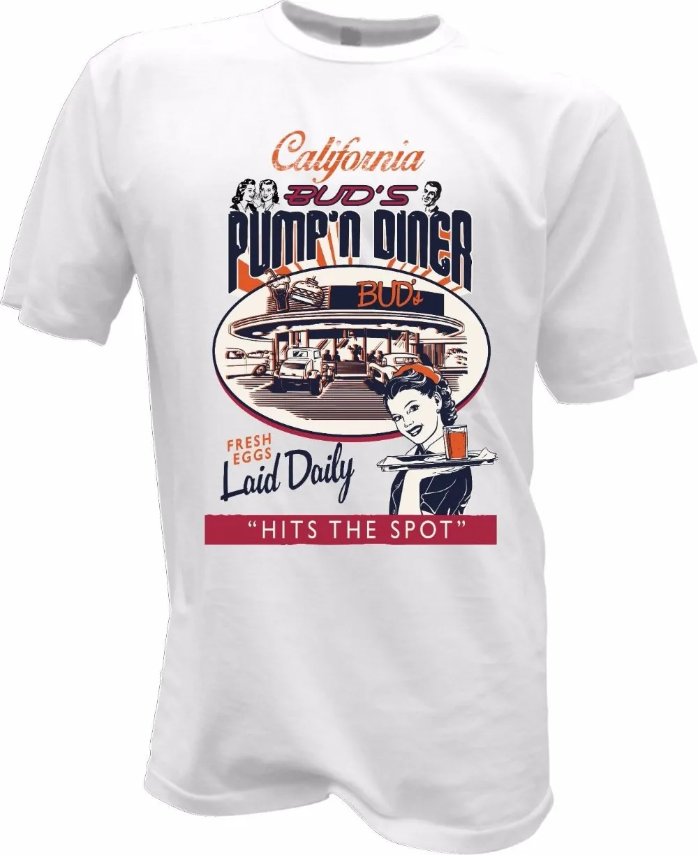 

2019 New man'S High Quality Hipster Tees shirts Hot Rod Rockabilly Restaurant Pinup Girl Vintage Biker 50er Rock n Roll T shirt