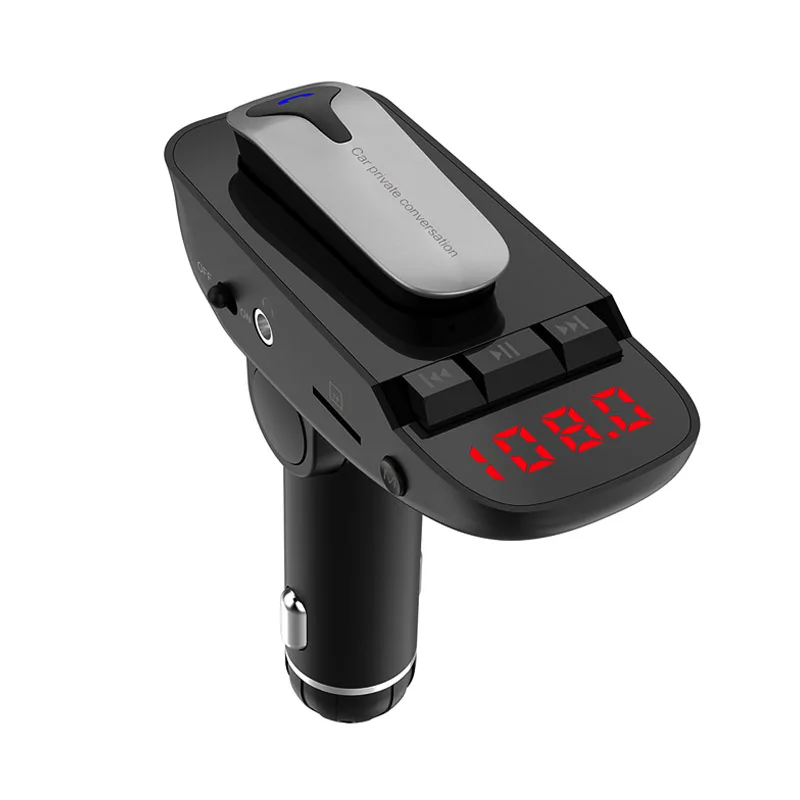 Black and Silver JaJaBor автомобильный комплект Гарнитура fm-передатчик Bluetooth гарнитура AUX аудио Музыка MP3 плеер USB зарядное устройство Поддержка TF карты/U диск воспроизведения - Название цвета: Black and Silver