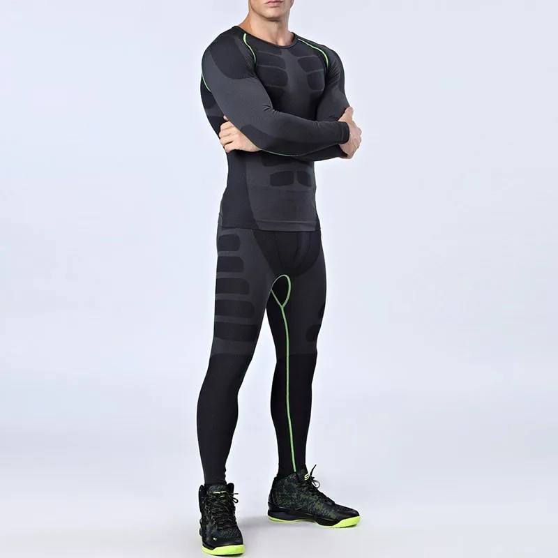 Compression спортивный костюм Фитнес Tight Бег футболка леггинсы Для мужчин спортивная Demix черный тренажерный зал спортивный костюм тайтсы мужские фитнес костюм спортивный костюм мужской компрессионная одежда