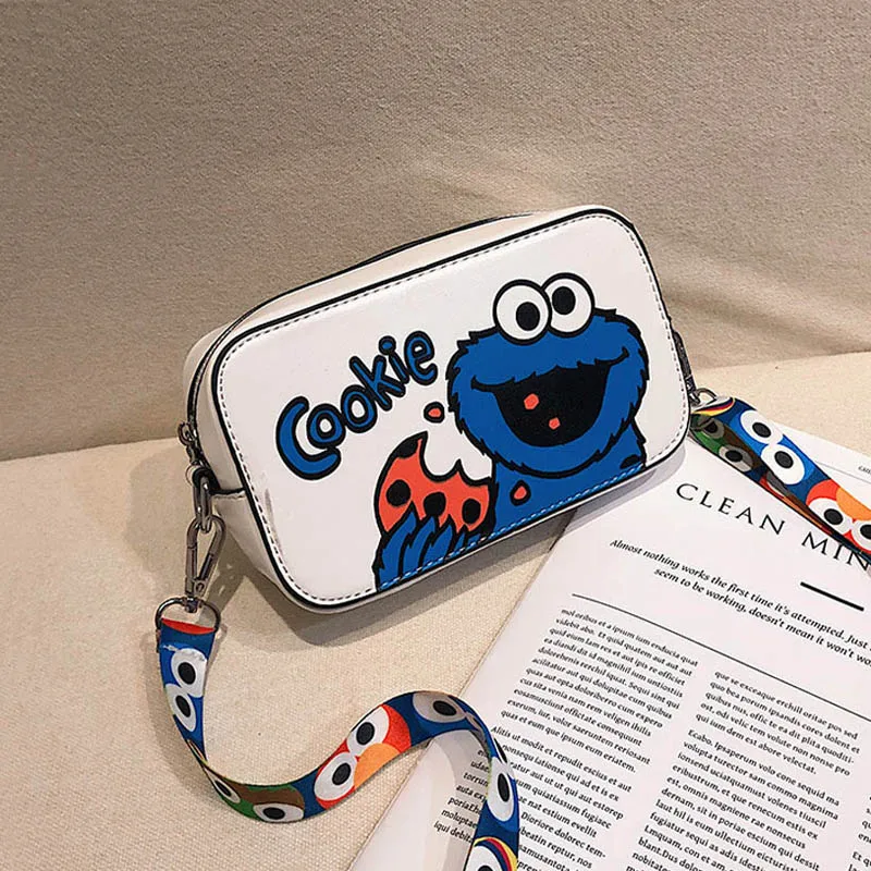 B Blue Милые девушки сумки на ремне мультфильм искусственная кожа женщины Crossbody сумки грудь сумка небольшой квадратный пакет - Цвет: B Blue