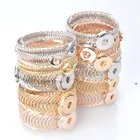 Новинка 12 мм 18 мм металлическая кнопка регулируемый браслет на запястье размер розовое золото браслет серебристого цвета браслет для мужчин и женщин браслеты