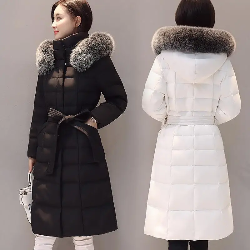 New Fox Fur Collar Down Jacket Women Hooded White Duck Parkas Winter Long Parka Jackets Manteau Femme LY649 | Женская одежда