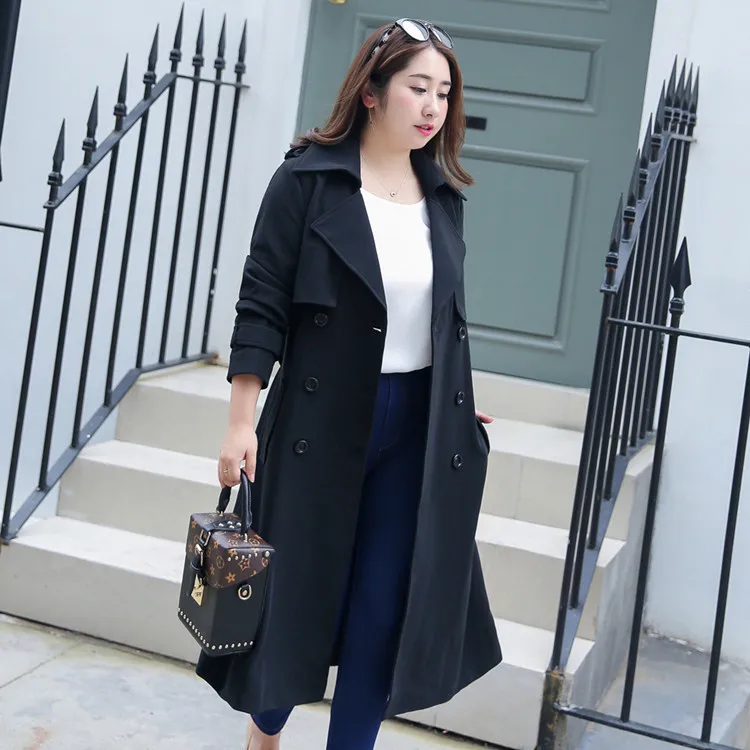 Офисный женский тонкий длинный тренч для женщин однотонный Тренч с отложным