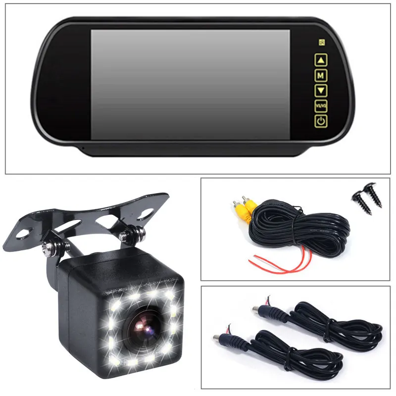 7inch 12LED GSPSCN Upgrade Reversing Backup Rear View Camera LED Night Vision with Full Touch Screen 7 inch LCD Rearview Mirror Monitor - Название цвета: 7inch 12LED