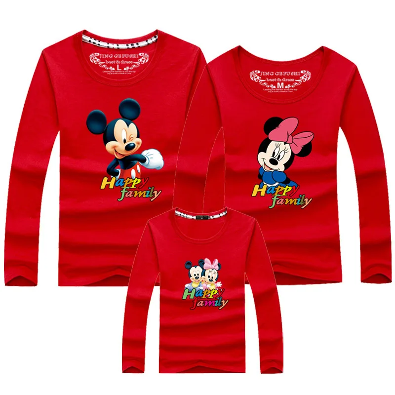 2019 семейная одежда футболка с длинными рукавами и принтом Микки для всей семьи
