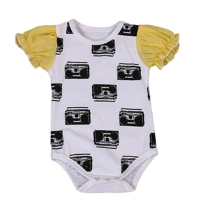 2017 Лето Печатных Новорожденного Девушки Одежду С Коротким Рукавом Хлопка