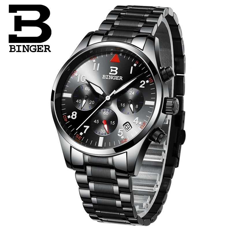 BINGER Watches Men Fashion Brand Multifunction Chronograph Quartz Watch men Military Sport Wristwatch Male Clock Relogio Masculi