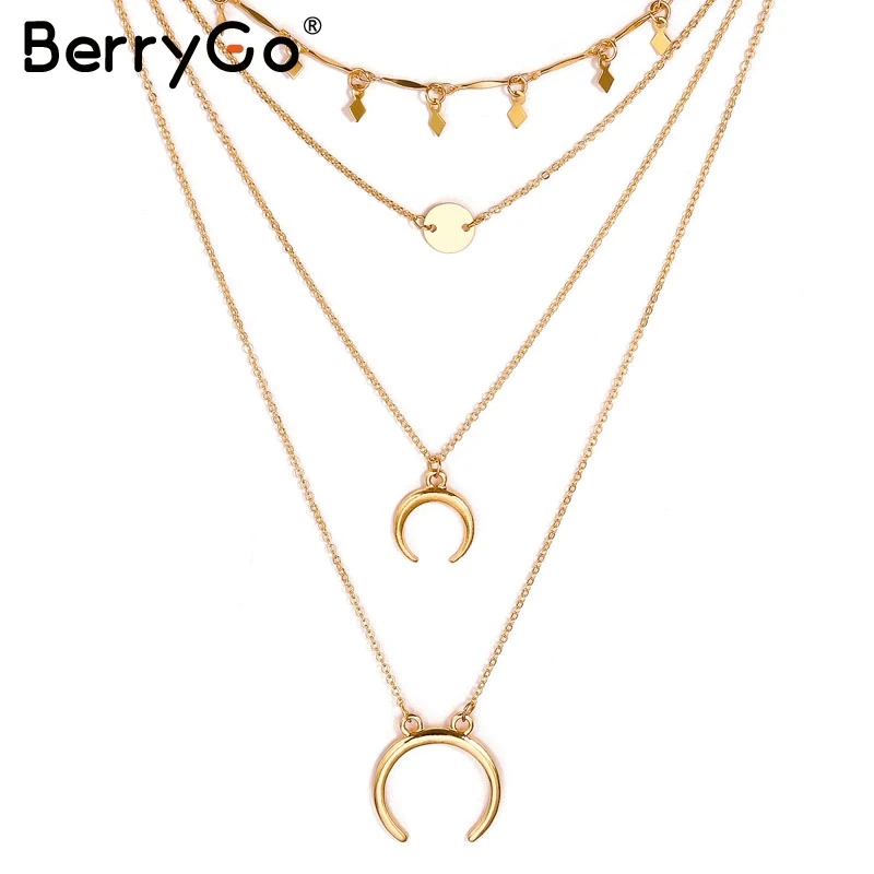 BerryGo Moon Сексуальная Многослойная Подвеска Аксессуары для женщин блесток
