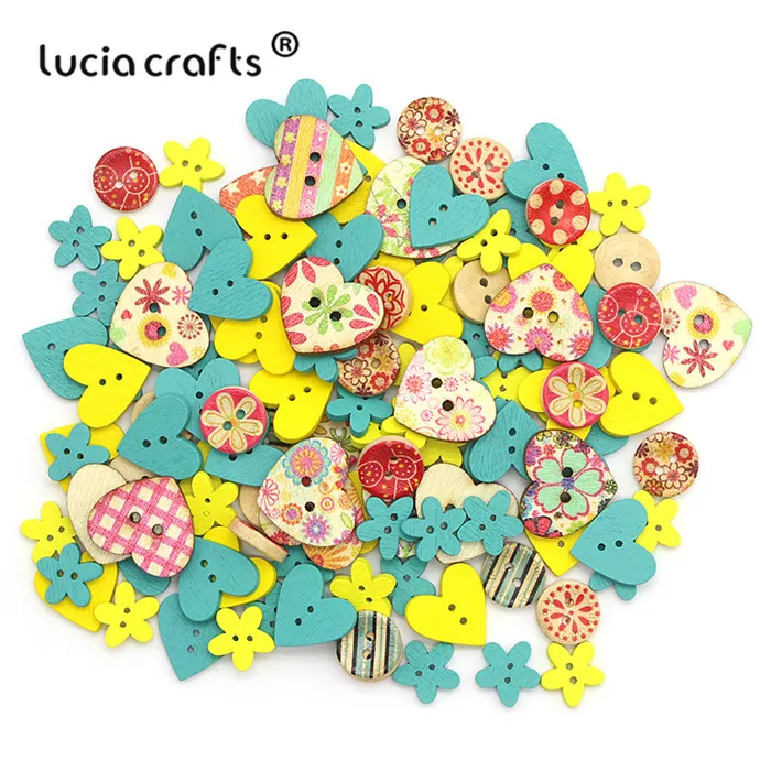 Color 2 Lucia crafts 50 шт 15-25 мм смешанные стили деревянные пуговицы для рождественские вечерние украшения для самостоятельного пошива одежды аксессуары ручной работы E0607 - Цвет: Color 2