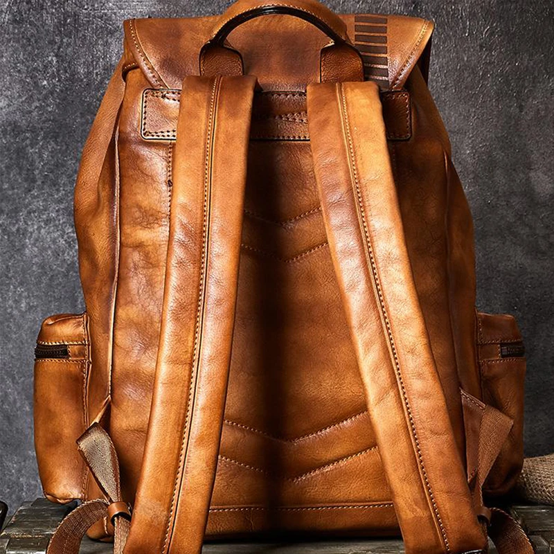 Мужская дорожная сумка рюкзак для альпинизма ручной работы из коровьей кожи