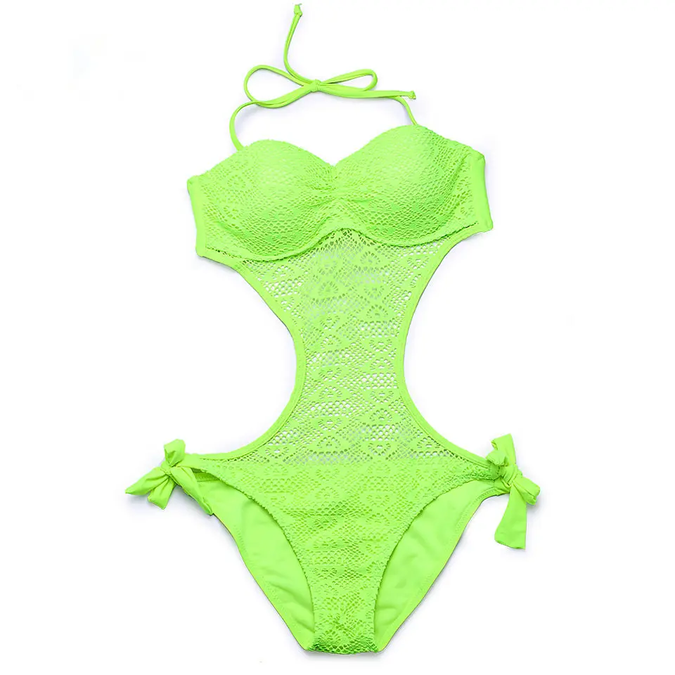 Летний Цельный купальник 2019 монокини желтая купальная одежда пляжный боди для