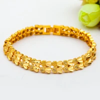 heart bracelet wrist chain yellow gold filled mens womens bracelet gift frosted glossy