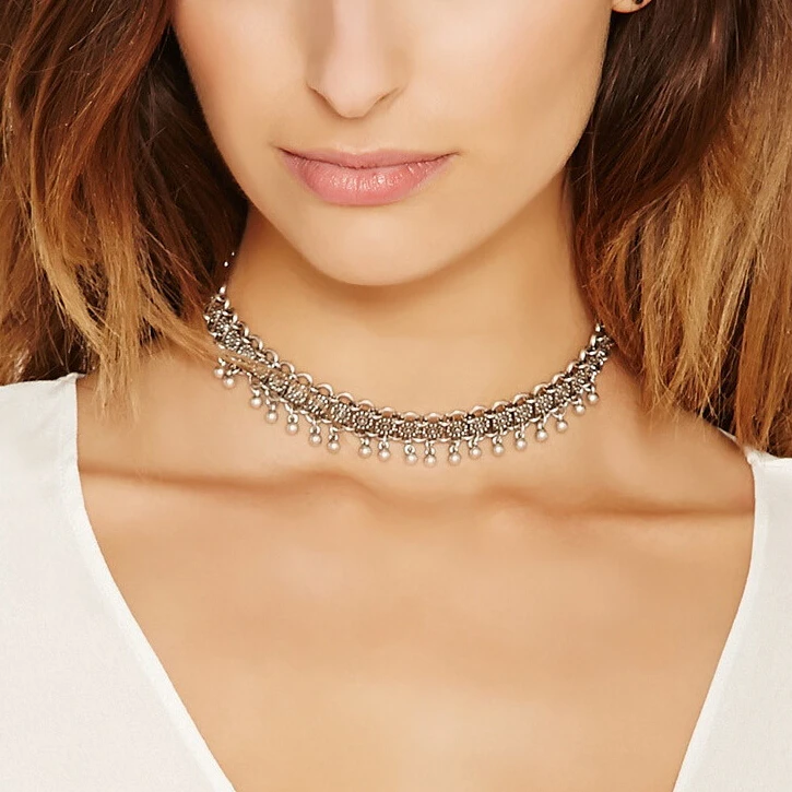 Ожерелье женское в этническом стиле красивое колье чокер богемном с бусинами