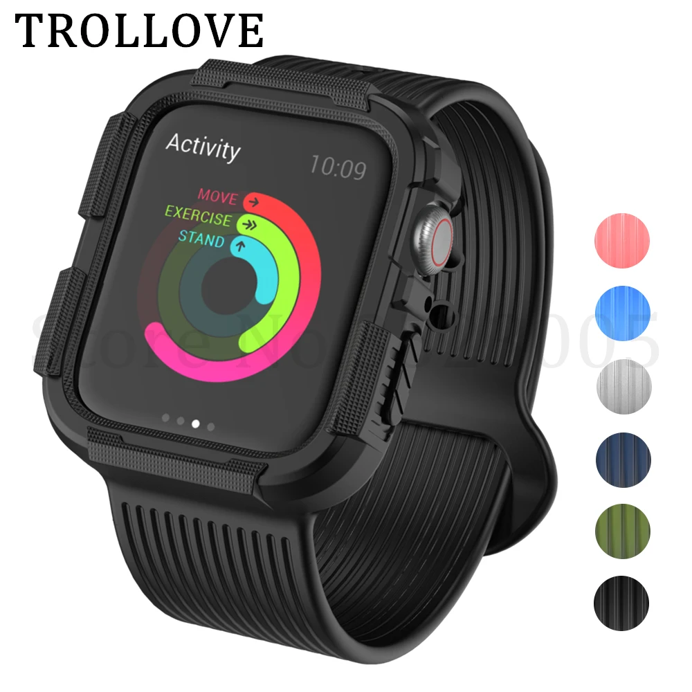 Мягкий силиконовый сменный спортивный ремешок для Apple Watch, серия 4, браслет на запястье, ремешок для iWatch 44 мм, 40 мм, защитный чехол, крышка