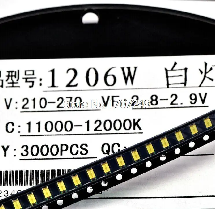 

500 шт./лот 1206 LED White Smd Led, яркие белые светоизлучающие диоды LED 1206