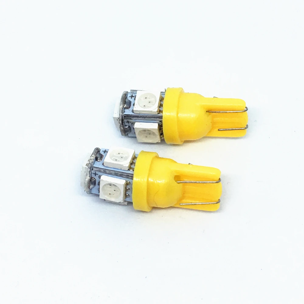 100X T10 LED W5W 5050 Лампа 5 SMD белый синий красный желтый зеленый 194 168 супер яркие