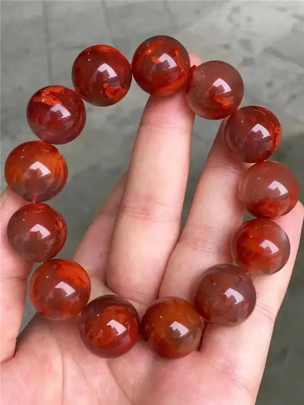 

Natural South Red Agate Gemstone Women Beads Bracelet 17.5mm AAA