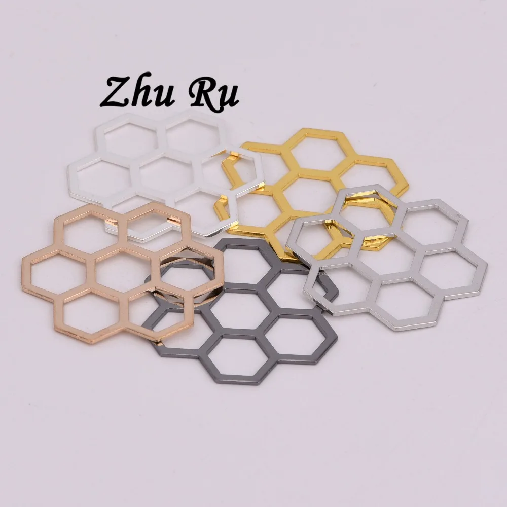 5 шт. ZHU RU 28 5*27 мм сетка Шестигранная семь ячеек слива цветок Подвески серьги