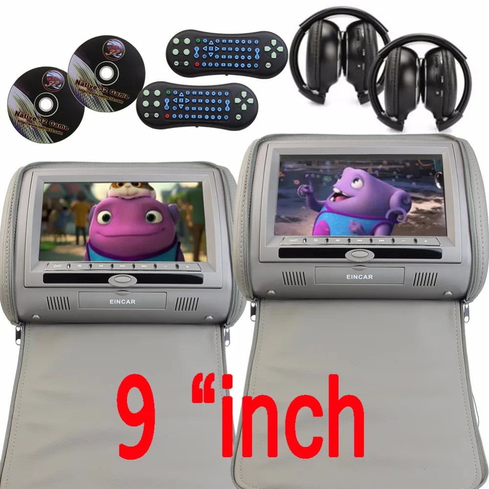9 дюймовый цифровой дисплей экран подголовник Автомобильный CD dvd-плеер серый