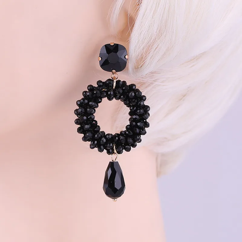 Black Sehuoran, Кристальные бусины, круглые Висячие серьги для женщин, Кристальный камень Oorbellen, свадебные серьги, тигровая бабочка, праздничные серьги - Окраска металла: Black