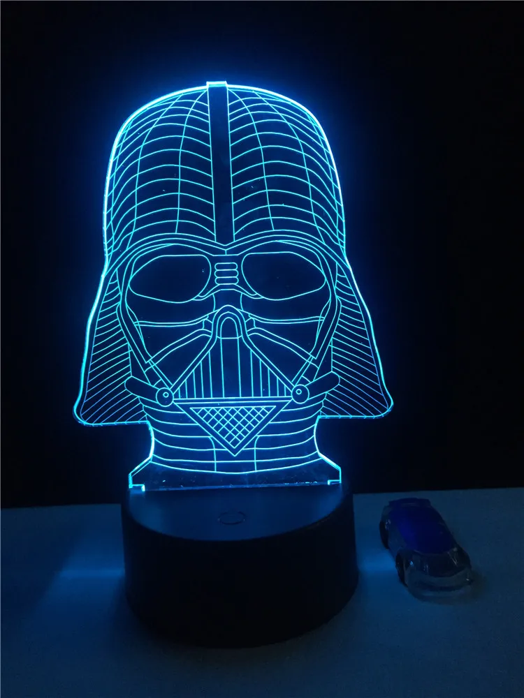 Мультфильм звезда черный воин Дарт Вейдер 3D лампа светодиодный USB Ночная Атмосфера свет многоцветный сенсорный пульт дистанционного освещения пеленальный столик