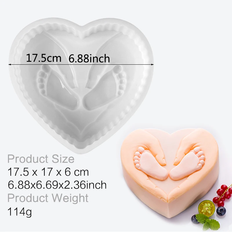 SILIKOLOVE, силиконовая форма в форме сердца, для маленьких ног, форма для торта, форма для выпечки, мусс, инструменты для украшения, аксессуары, не содержит бисфенол - Цвет: JSC2946