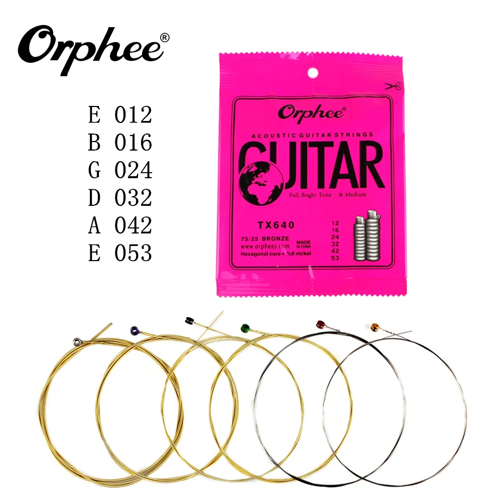 

6pcs/pack! Orphee Acoustic Guitar String 012-053 Phosphor Bronze Strings Nickel Full Bright Tone & Medium Guitar Parts