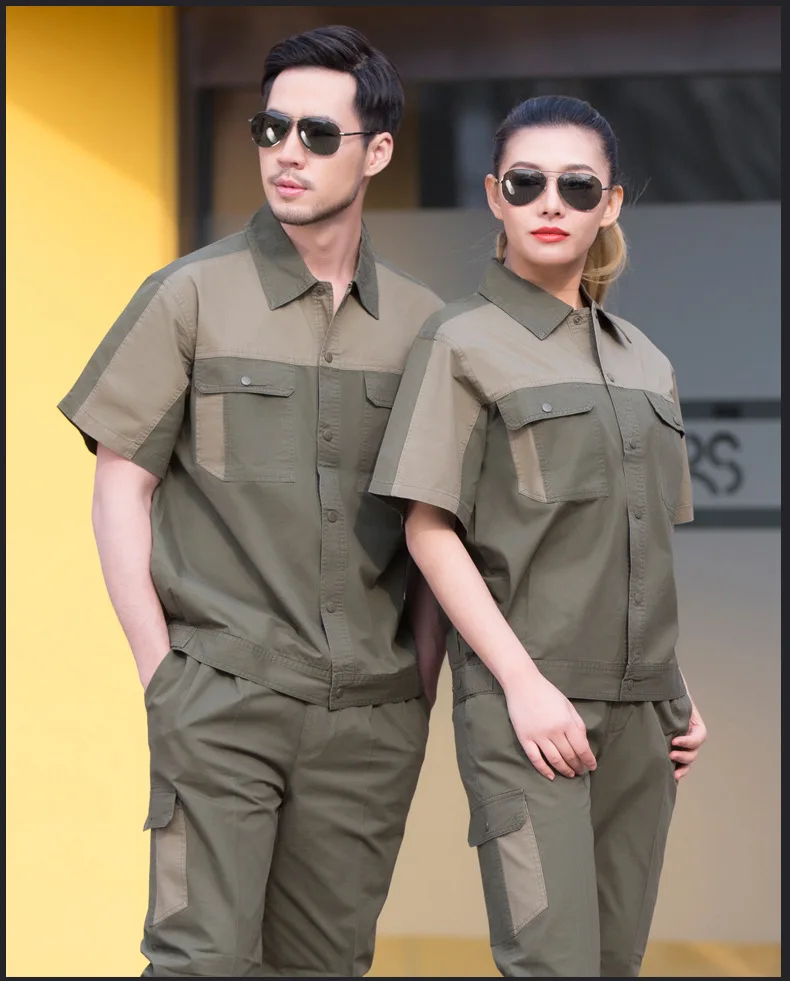 Summer Breathable Fabric Short Sleeve Coveralls Working Robe For Men In Workshop and Factory |