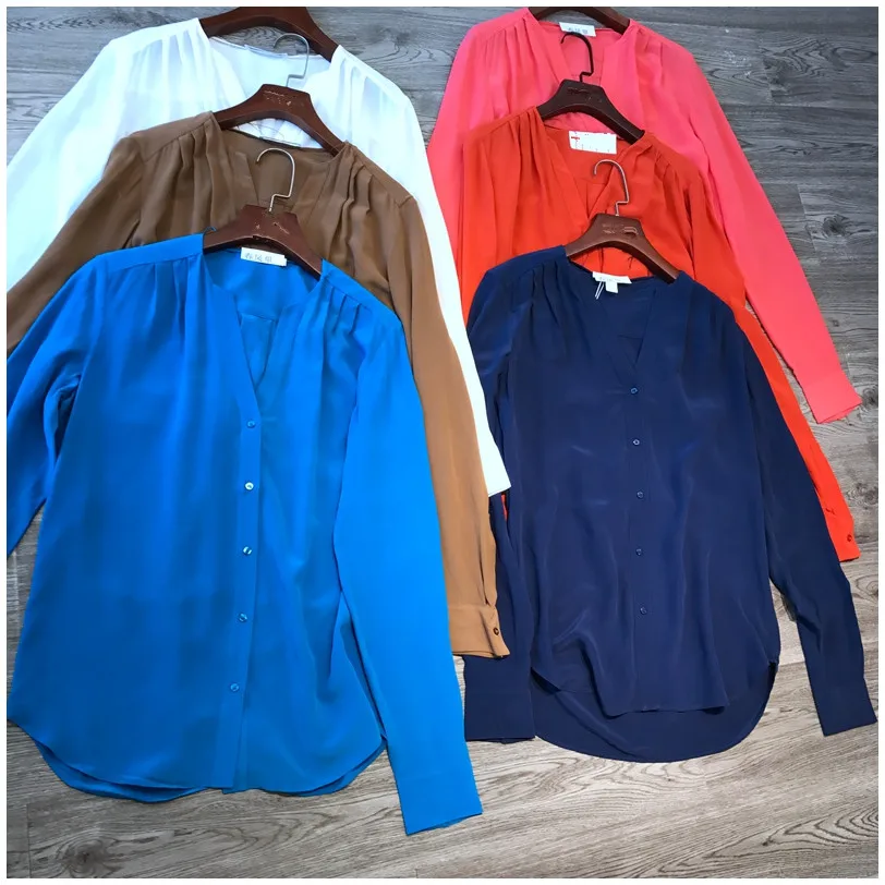 Блузка женская из натурального шелка с длинным рукавом в офисном стиле|Блузки| |