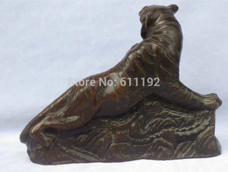 ZSR 9.8 Inch Folk art hand-carved big Tiger sculpture Antique FengShui animal statue Home decoration Metal crafts | Дом и сад