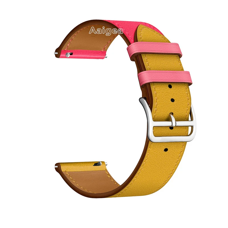 Yellow pink 20 мм модные часы из натуральной кожи ремешок для Xiaomi Huami Amazfit Bip BIT PACE Lite Молодежный сменный ремешок на запястье - Цвет: Yellow pink