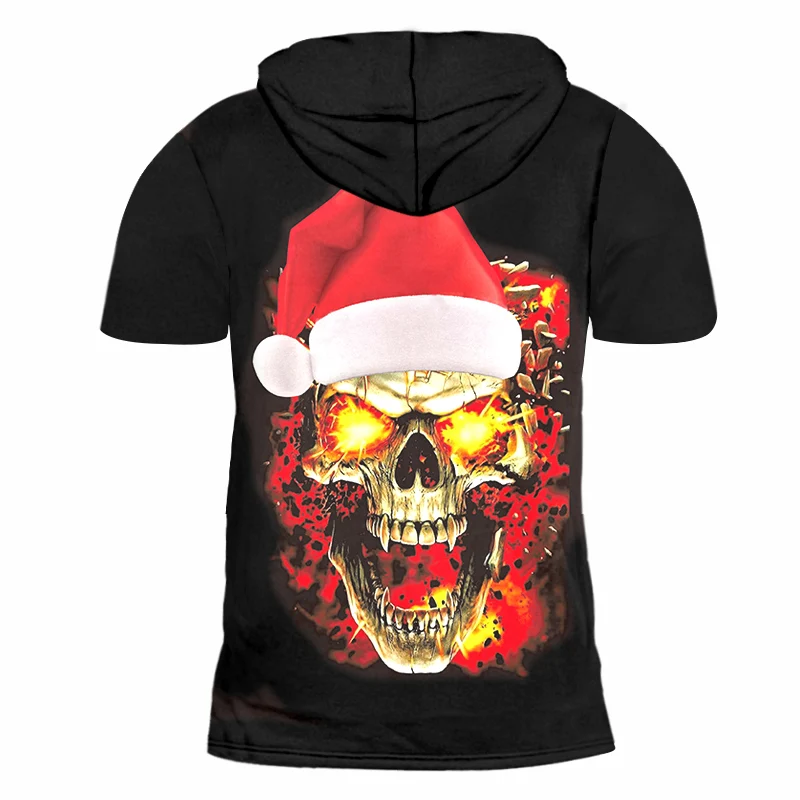 OGKB Мужская 3D печатная Рождественская шляпа и Пламя Череп новая футболка хип-хоп