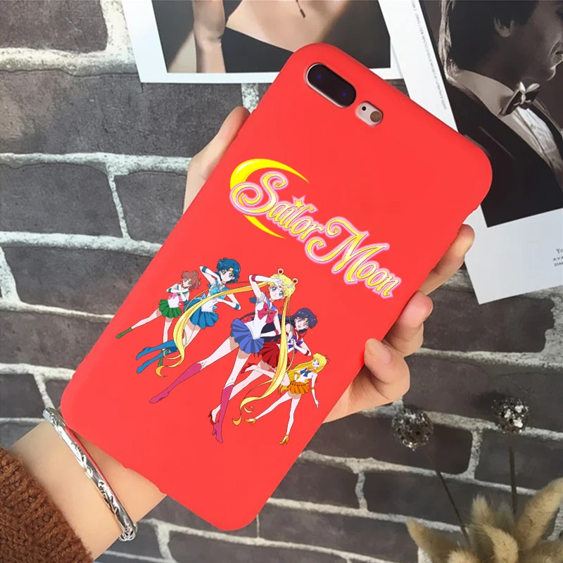 Sailor moon Аниме мягкий силиконовый карамельный цвет чехол для мобильного телефона чехол для iPhone X XR XS MAX 6 7 8 plus 6s лучший дизайн корпуса