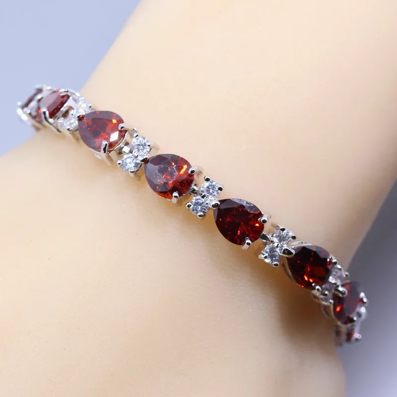 Потрясающие красный гранат серебро 925 Мода Здоровье комплект ювелирных изделий