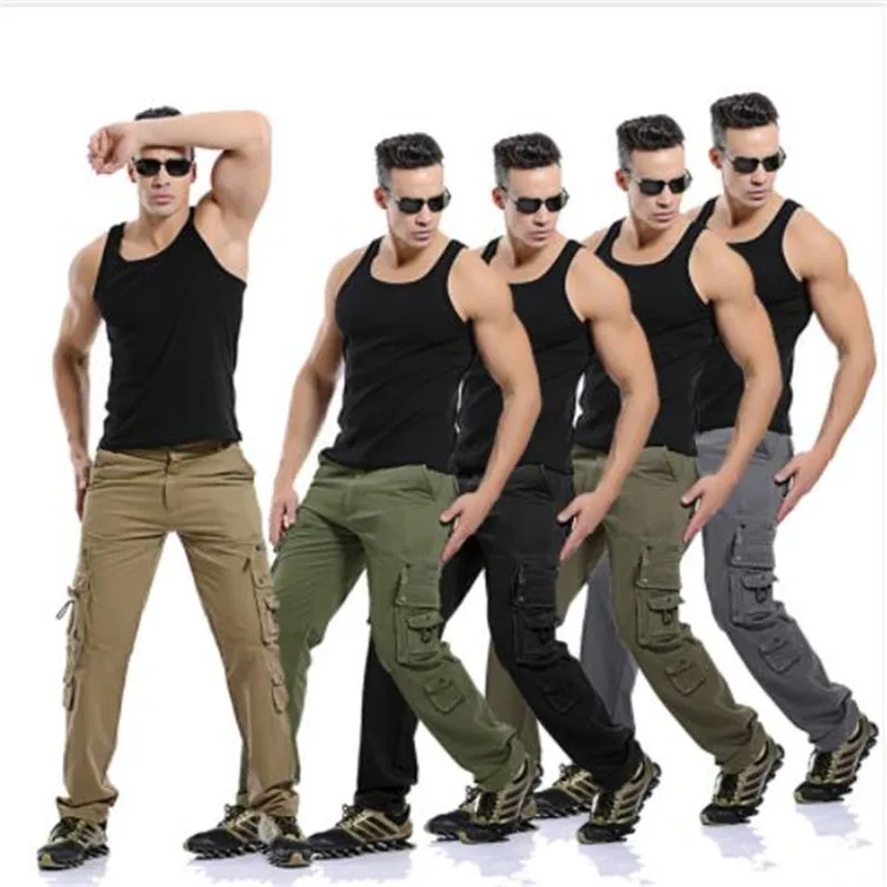 Мужские брюки-карго повседневные брюки с большими карманами легко стираются