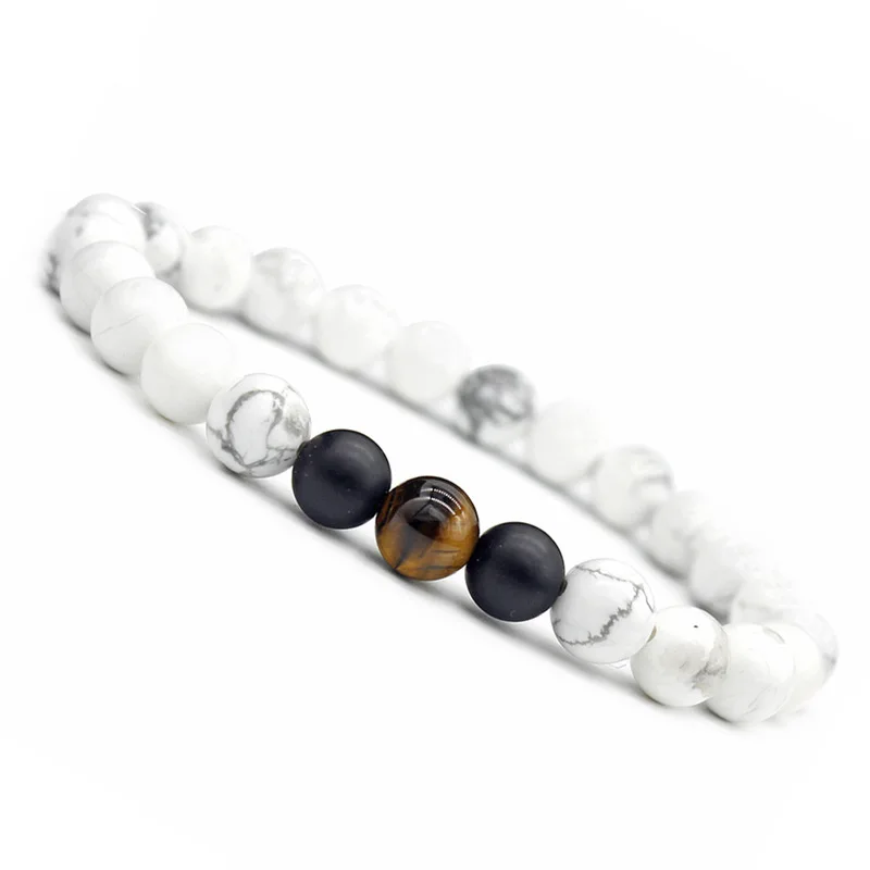 Howlite тигровый глаз черный камень энергетические бусины браслет лечебный баланс