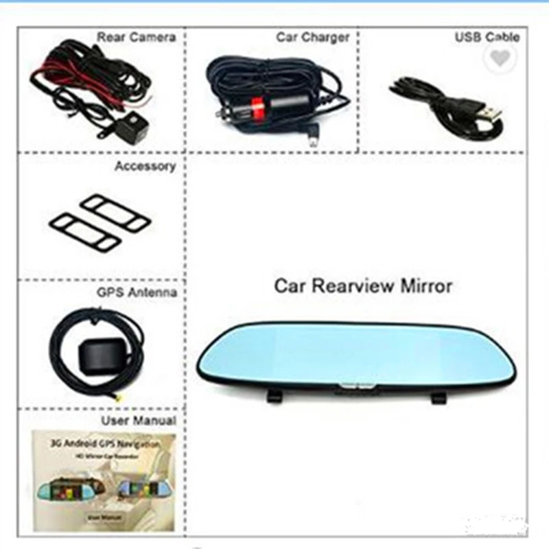 Автомобильный видеорегистратор MaoHooMa Android 3g 7 0 дюйма двойной объектив GPS Full HD 1080P