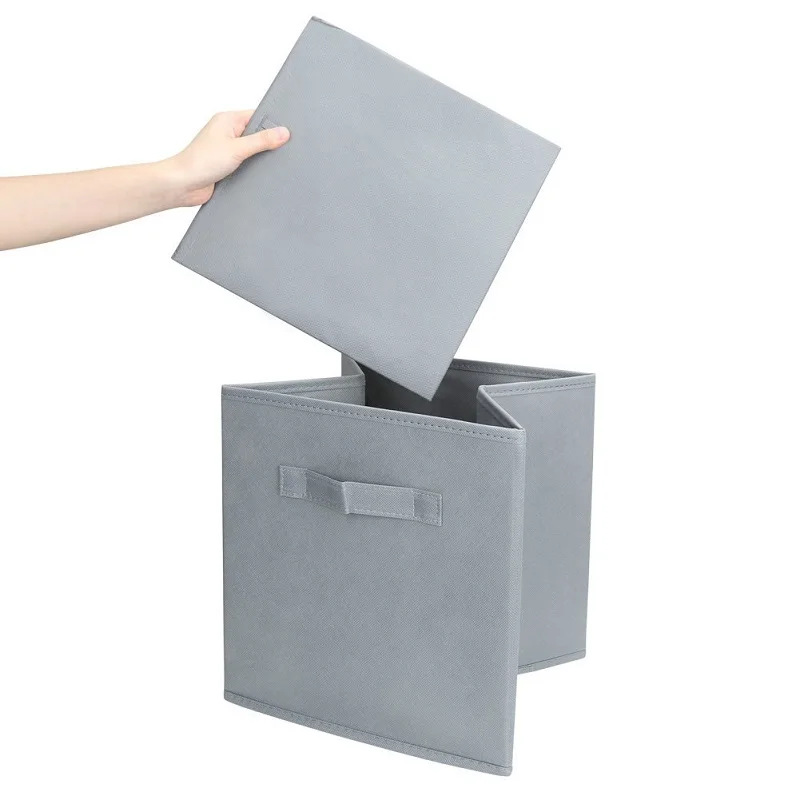 Ящики для хранения из серой ткани складные высококачественные корзины