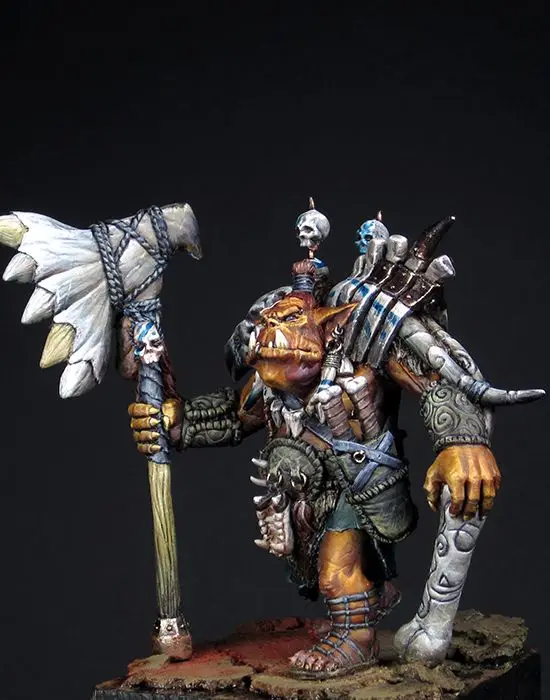 Неокрашенный набор 1/24 75 мм топор Orc leader старинная фигурка исторических фигурок из