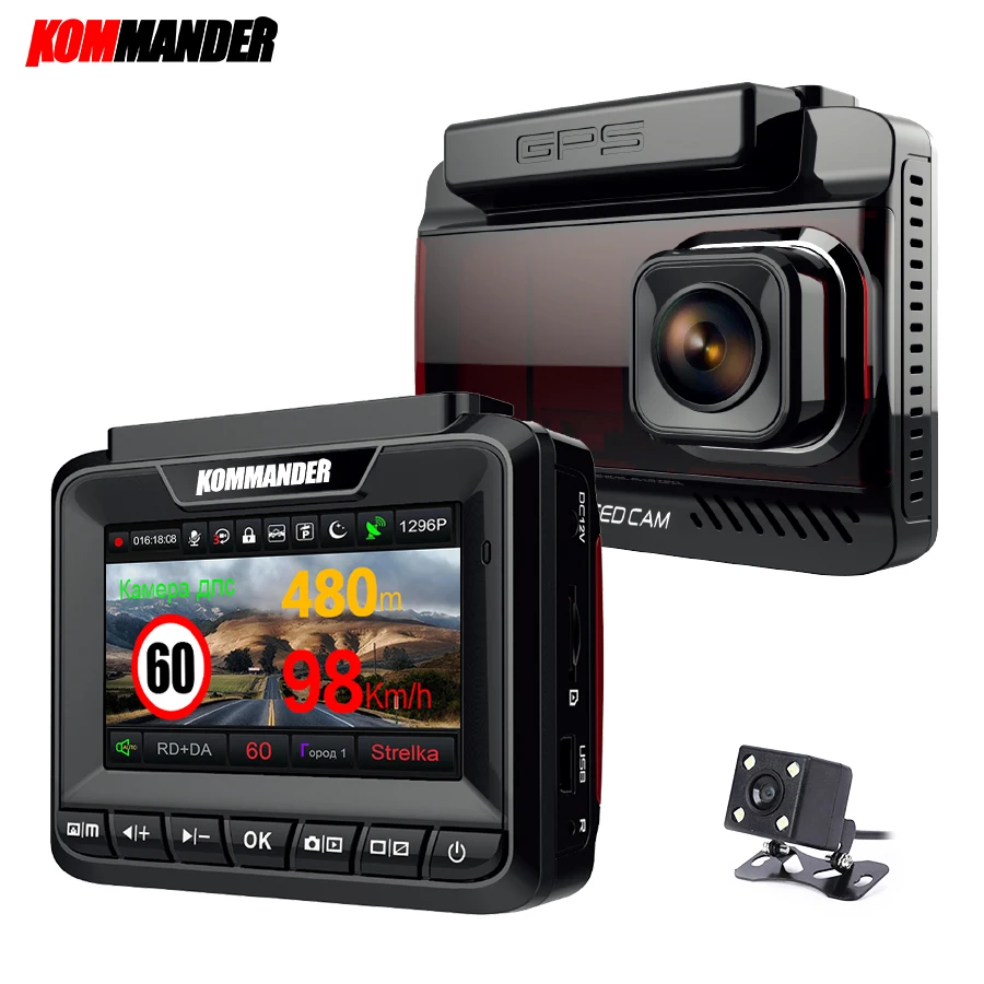 Kommander для автомобилей gps speed camera 3 в 1 anti radar full hd 1296 P road dou|Видеорегистраторы| |