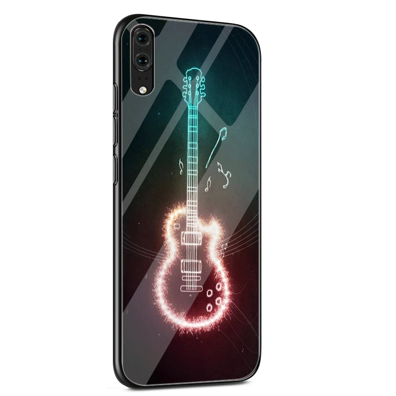 Электрический Чехол для гитары Blue Music Note стекло Huawei P30 P10 P20 Pro P Smart Mate 10 20 Lite Y6 Y9 Honor 7A