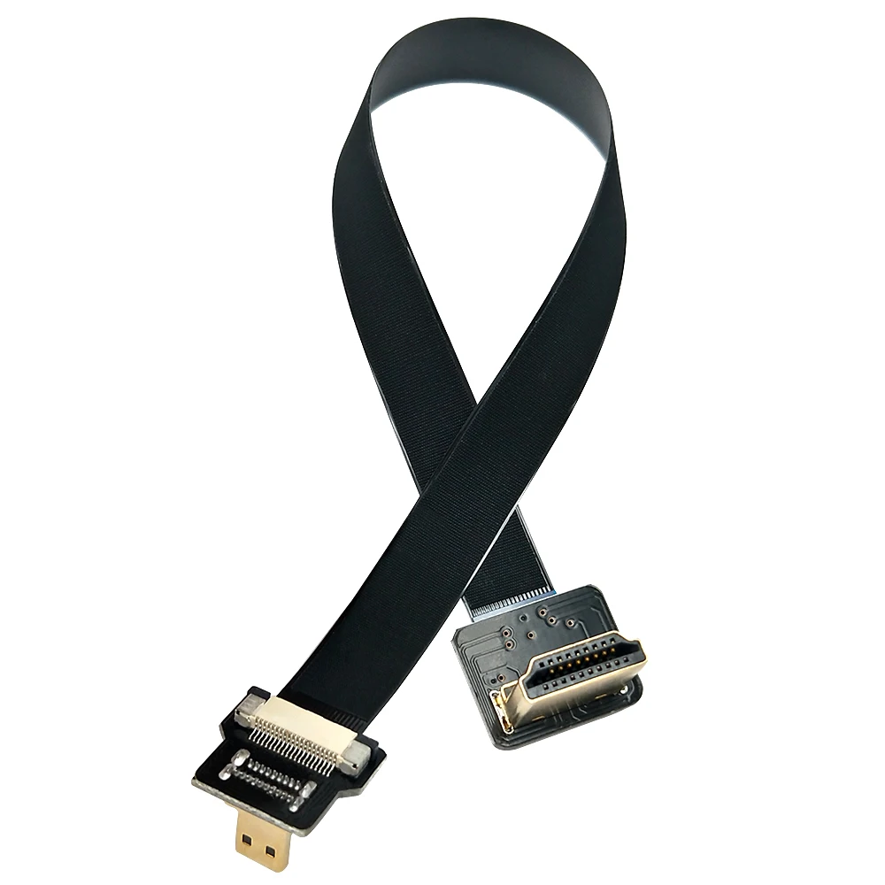 Danspeed Male-Male M/M FPV HDMI type A-Micro HDMI 90 градусов вверх скошенная, плоская тонкий кабель