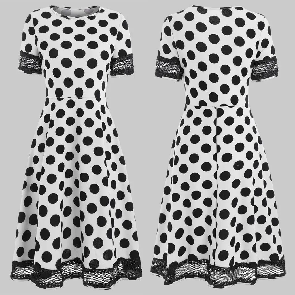 Женское винтажное платье в горошек с коротким рукавом рокабилли 50S 60S|Женские