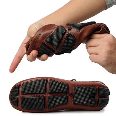 Туфли мужские из дышащей кожи мягкие лоферы без застежки повседневная обувь для