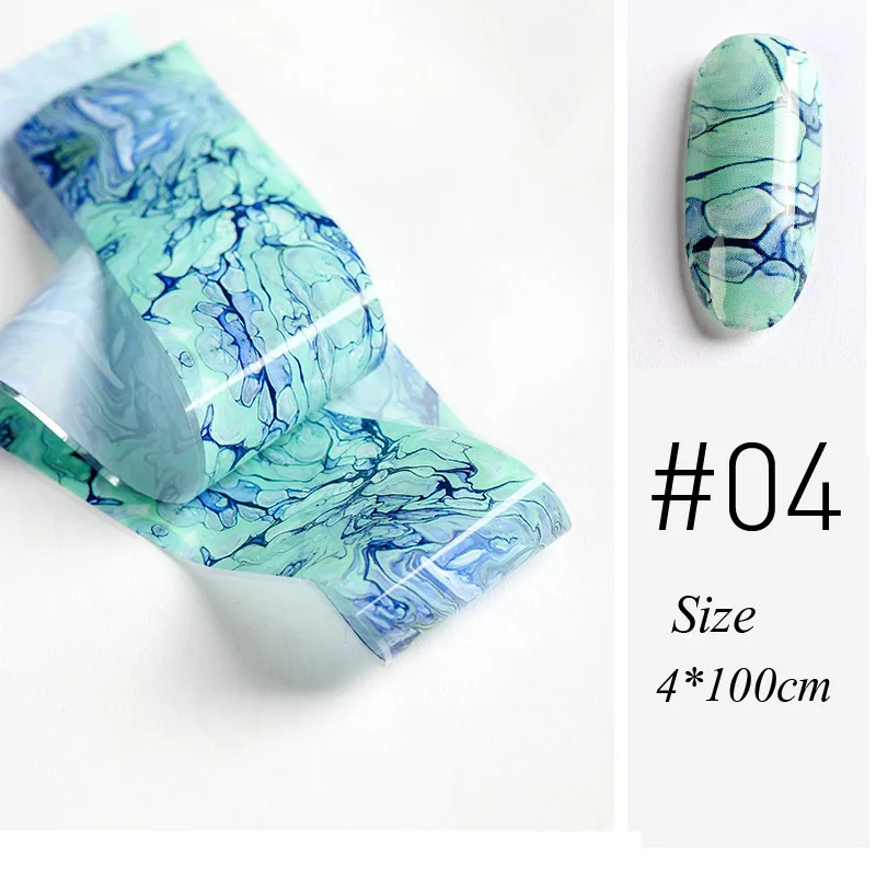 1pc color 04 10 colors Water Marble Effect Nail Foil Paper Fantasy Rainbow Starry Sky Transfer Foil Nail Art Sticker Manicure Decorations - Цвет: 1pc color 04