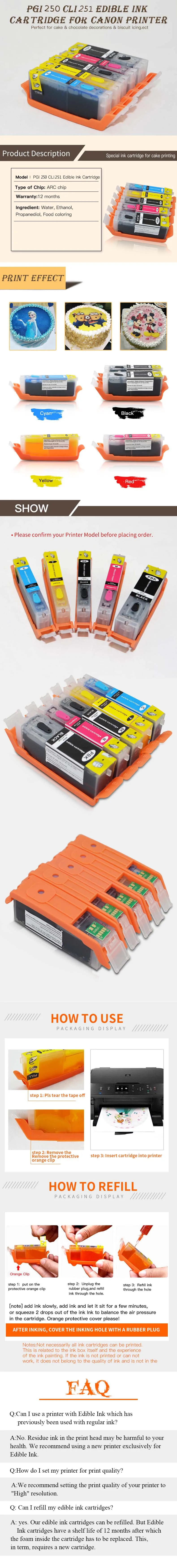 JIUPIN PGI 250 CLI 251 картридж со съедобными чернилами для принтера canon PIXMA MG5420 MG5422 MG5520 MG5522 MG6420 IP7220 MX722 MX922 IX6820 принтер