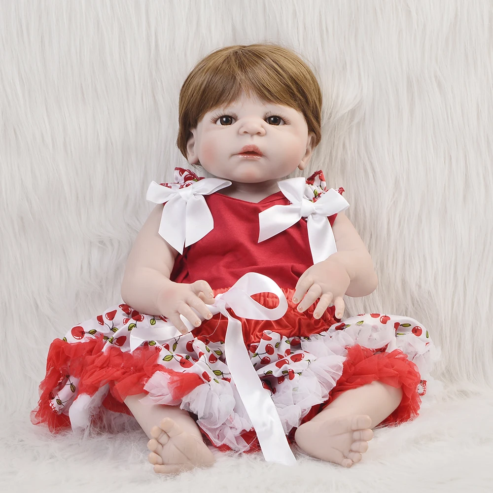 55 см полностью силиконовый reborn baby 22 дюймов Реалистичная белая кожа bebe игрушка для