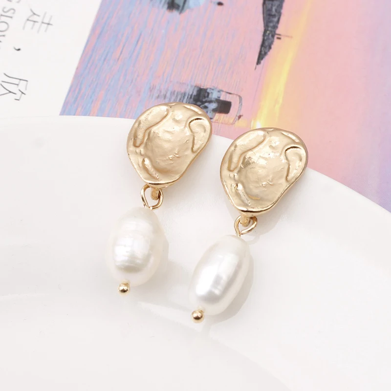 Корейские простые жемчужные серьги для женщин старинные золотые монеты длинные