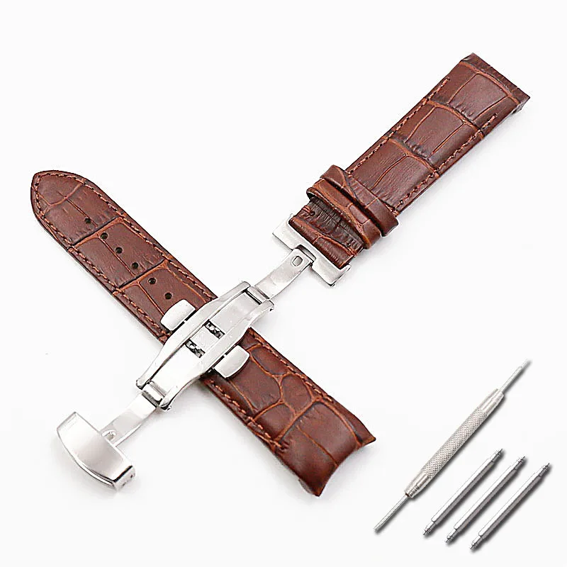 Аксессуары для часов кожаный ремешок для Tissot ремешок 22mm23mm24mm1853 library T035 мужские кожаные черные часы T610028591 мужские часы - Цвет ремешка: Brown silver buckle