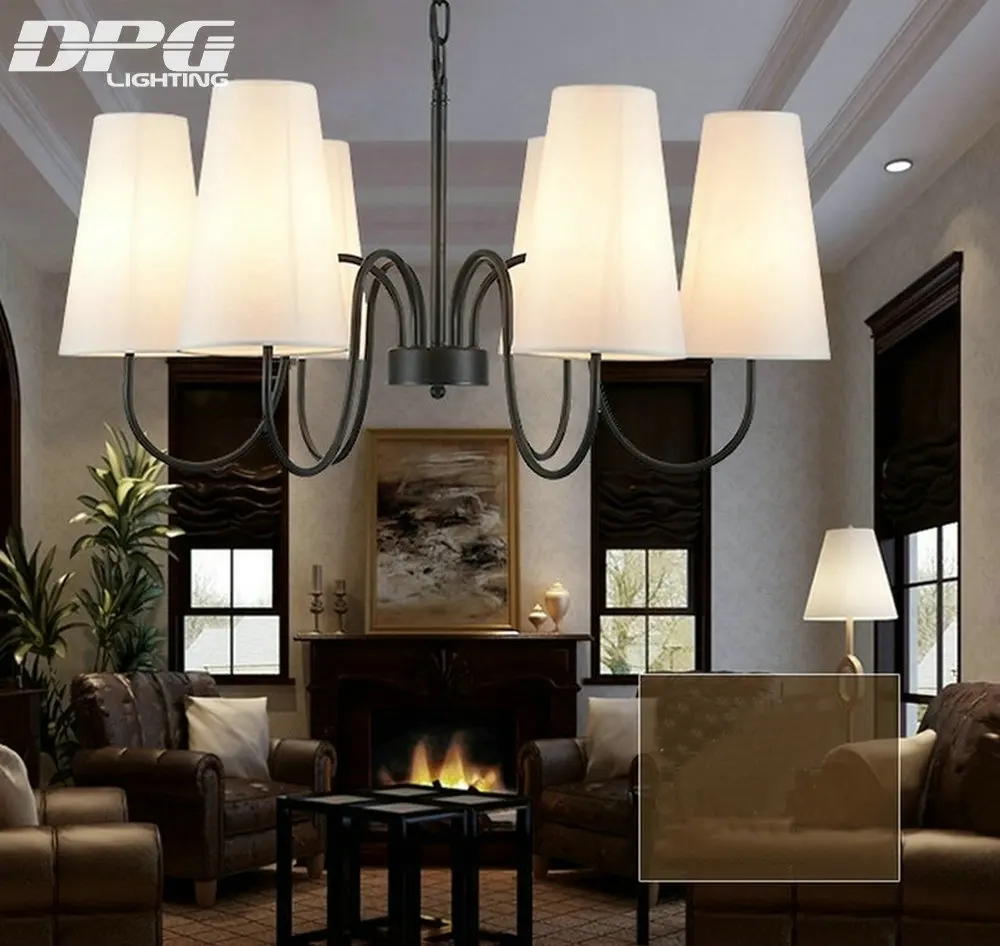 Современная маленькая черная люстра с абажуром E14 Led железное Домашнее освещение